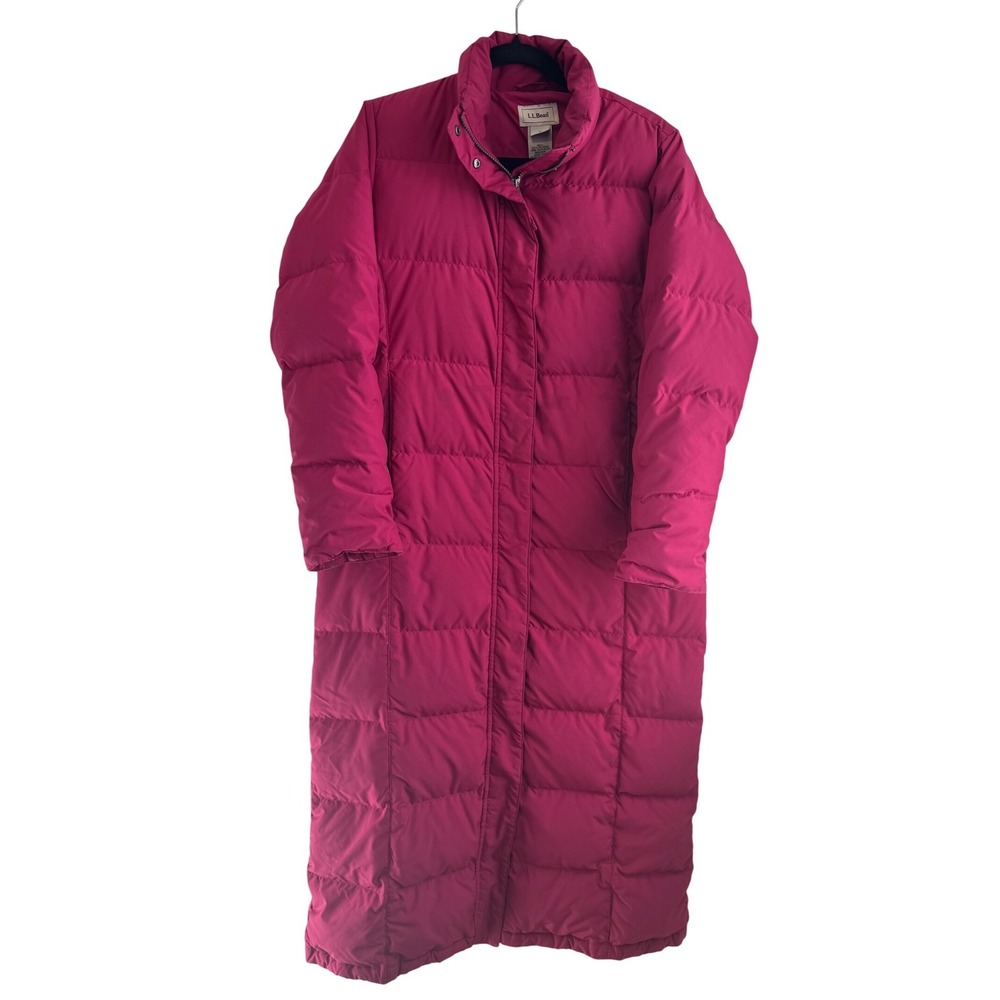 LL Bean Ultrawarm Long Puffer Coat Pink Goose‎ Down Maxi Parka Womens Medium